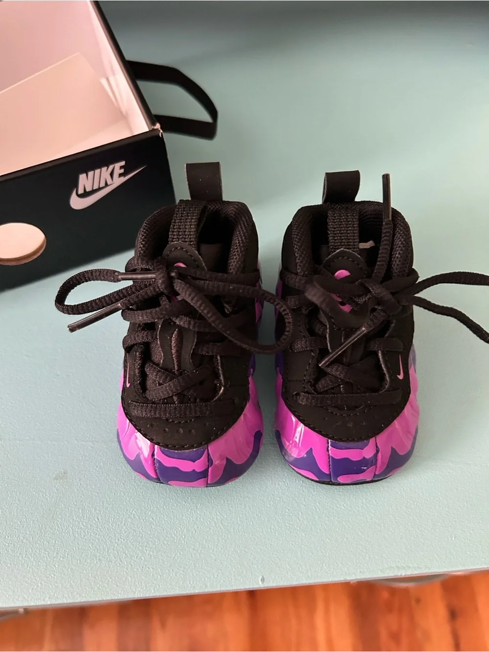 Nike Baby Black Sneakers with Pink & Purple Foam Accents